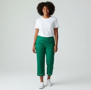 Zac & Rachel Kelly Green Studded Pull On Stretch Crop Capri Pants Trousers 16
